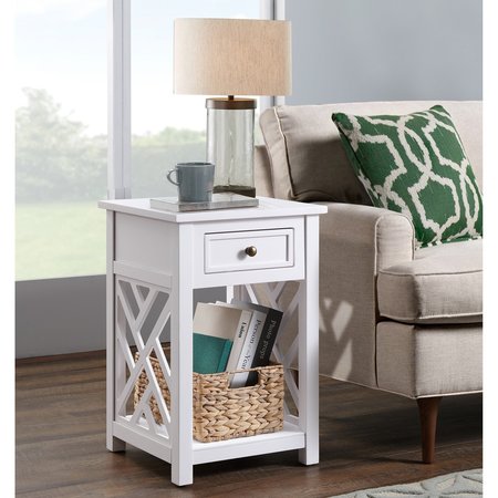 ALATERRE FURNITURE Coventry Wood End Table with Drawer and Shelf ANCT01WH